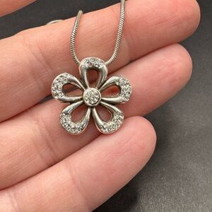 Brighton Crystal Flower Necklace Silver plated